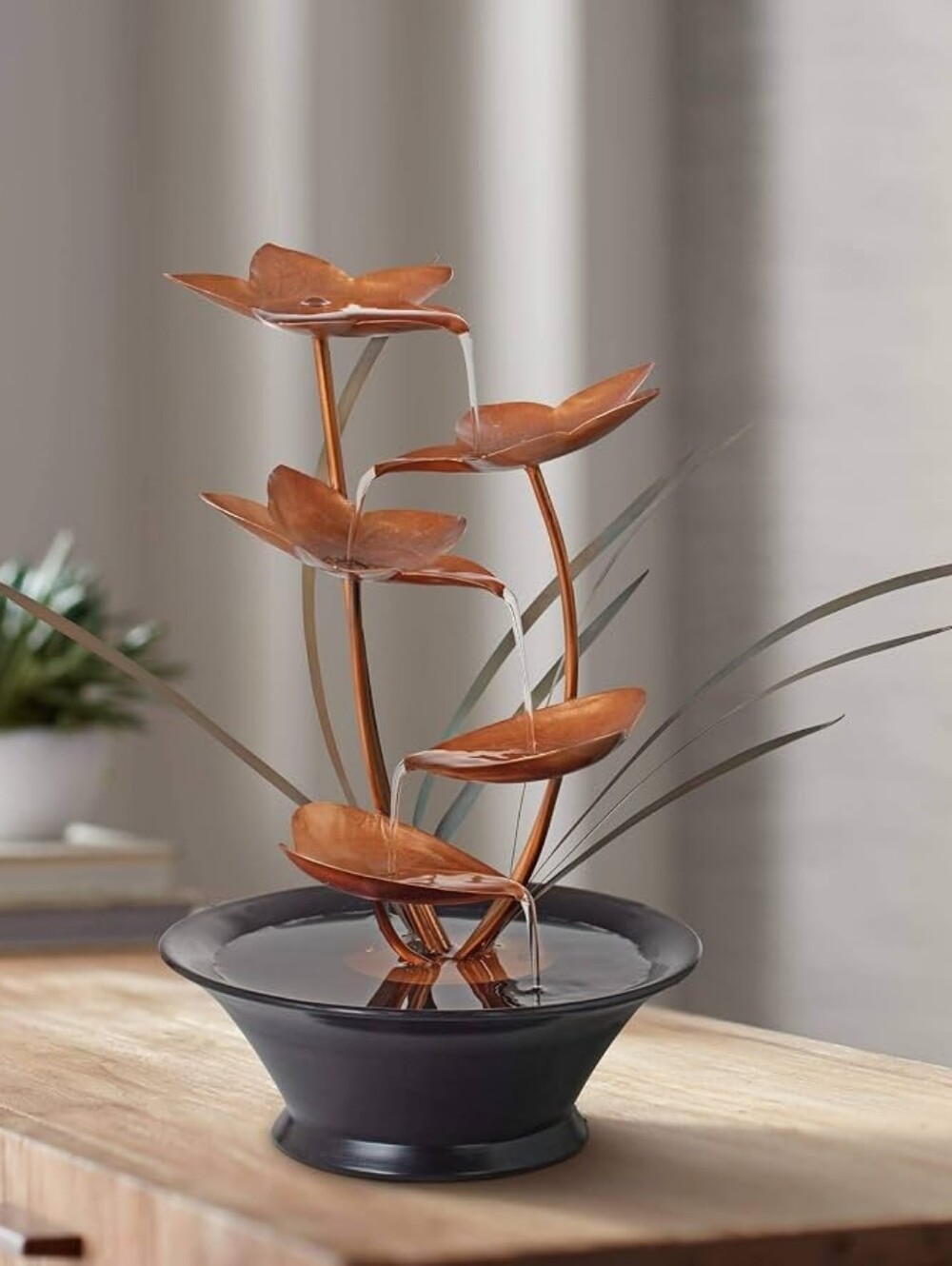 Bloomfield Copper Flower 13" High Tabletop Fountain